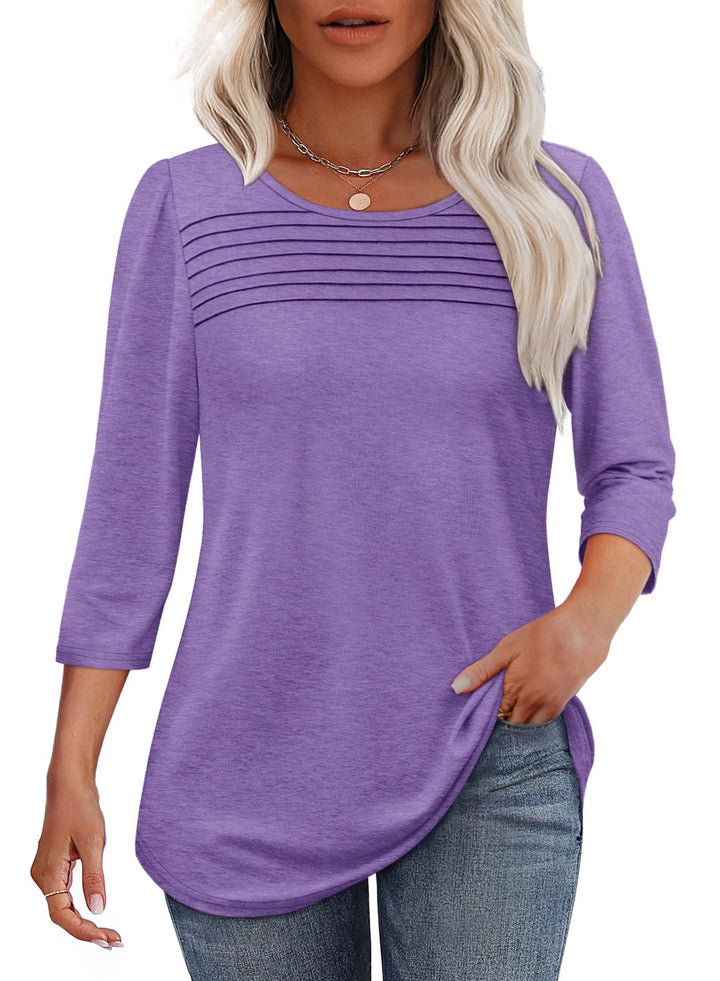 Maelynn - Sweatshirt décontracté plissé à manches mi-longues