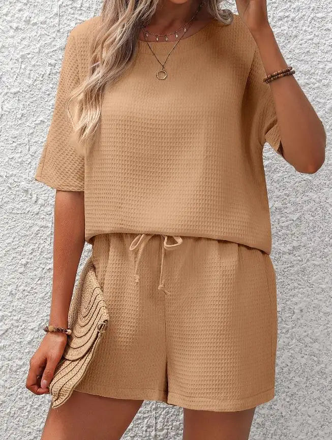 Chloe - Ensemble décontracté t-shirt ample col rond et short