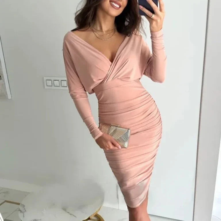 Viana | Robe de fête à manches longues et décolleté en V