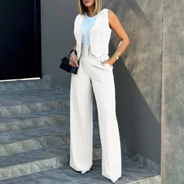 Stella - Ensemble élégant blazer sans manches et pantalon