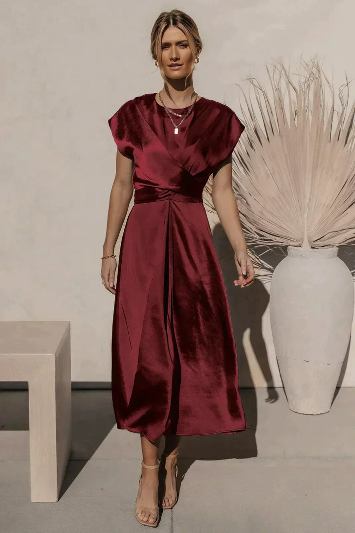 Damjana | Robe élégante à col rond et ceinture pour femmes