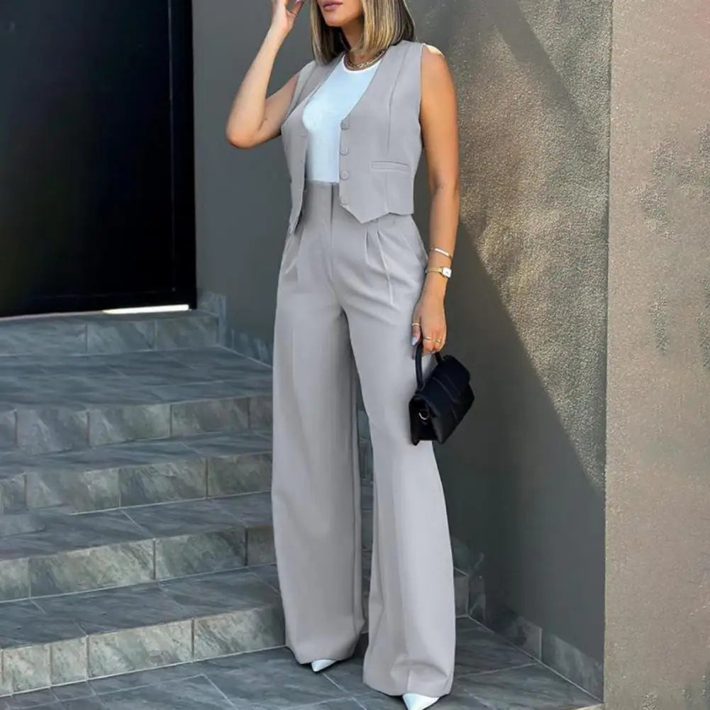 Stella - Ensemble élégant blazer sans manches et pantalon