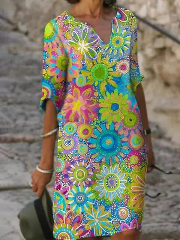 Jelissa | Robe imprimée florale avec encolure en V