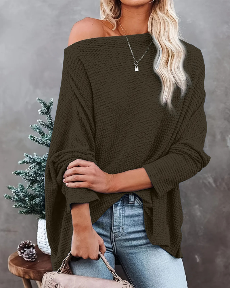 Madalyn - Pull ample en maille épaules dénudées