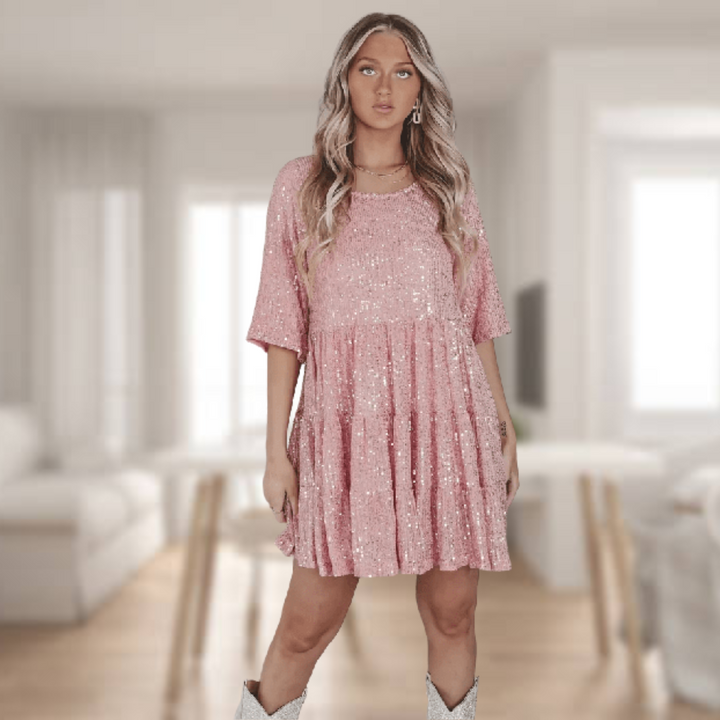 Thisbe | Robe Sequin Col Rond Femme