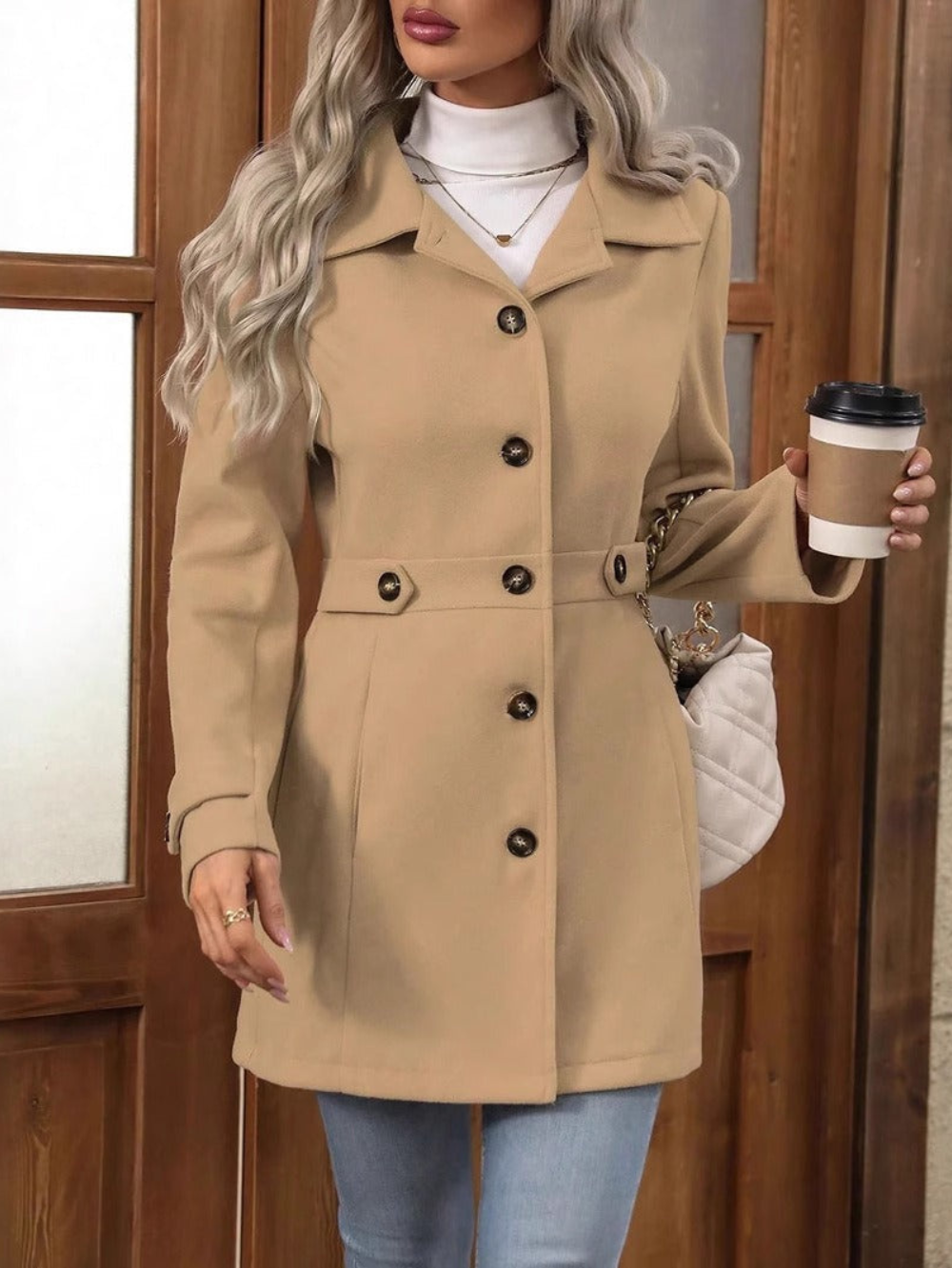 Janaya - Manteau élégant et polyvalent avec revers boutonnés