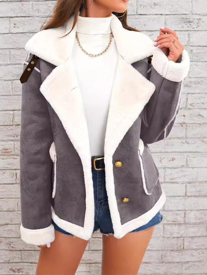 Jaclyn - Manteau oversize chaud en suédine avec fausse fourrure