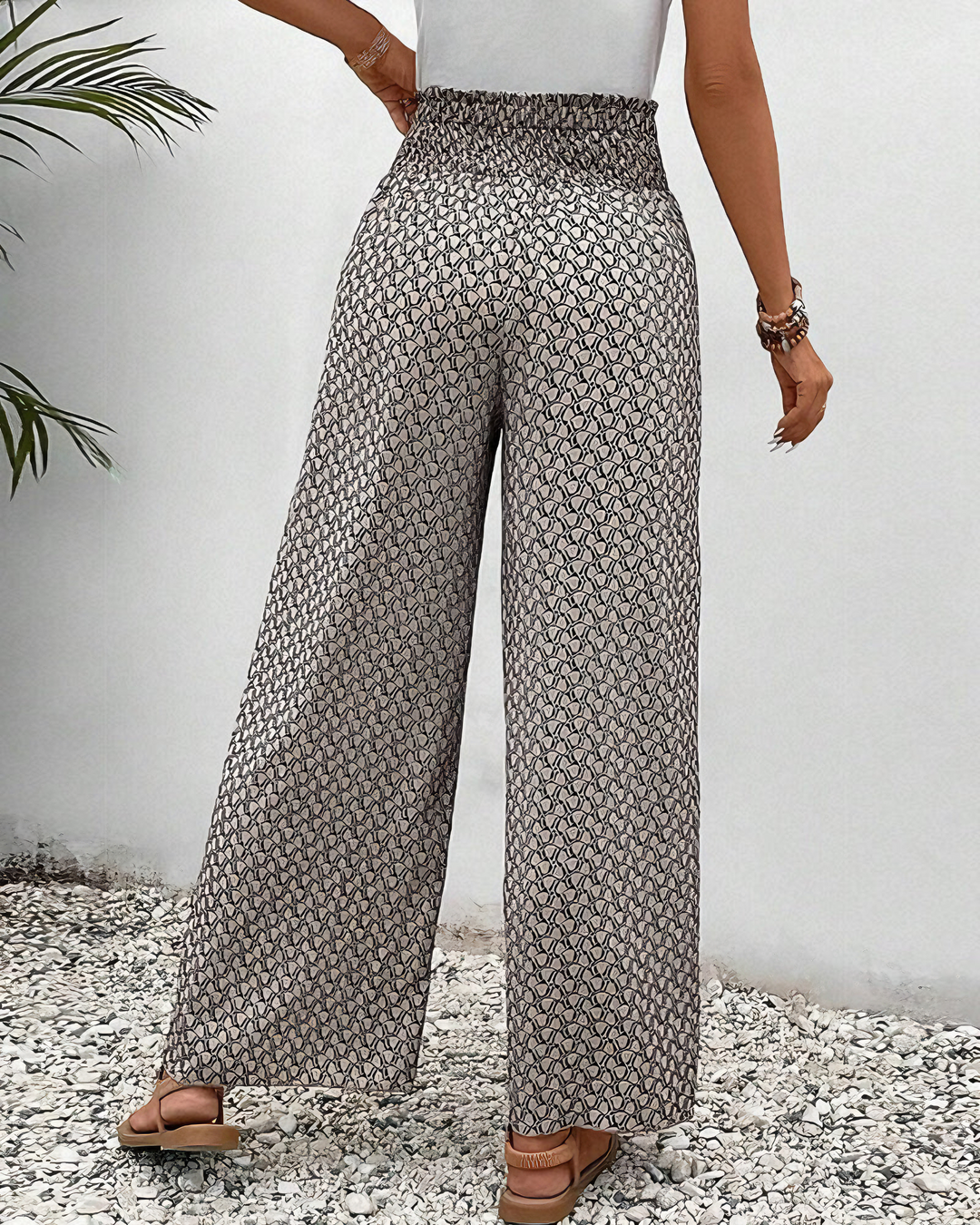 Cathy | Pantalon à motifs géométriques avec jambe évasée