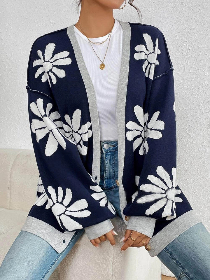 Dhalia - Cardigan casual élégant à imprimé floral