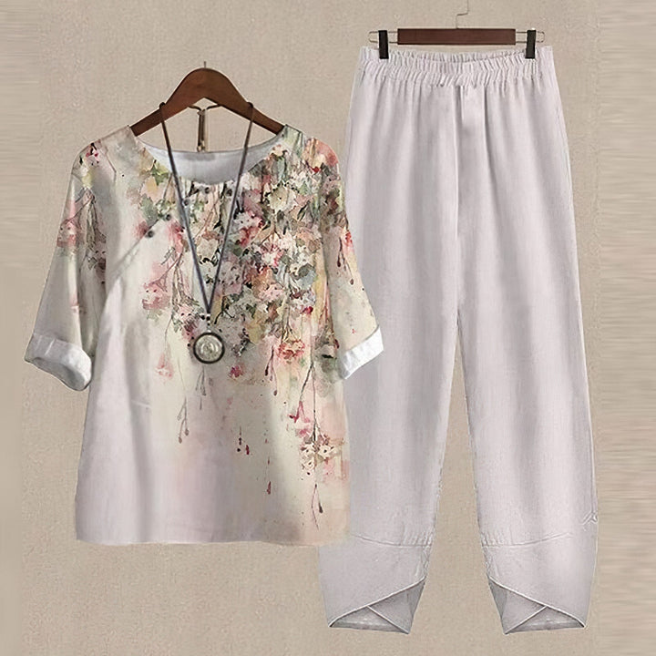 Melchol | Ensemble Printemps 5/4 Manche Imprimée Femme