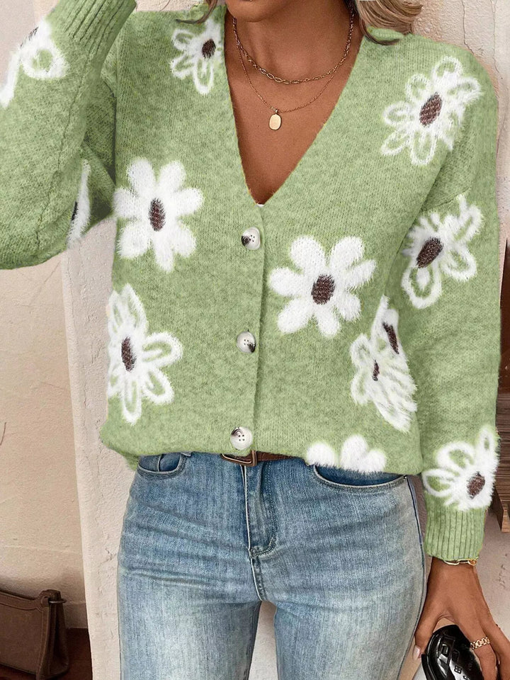 Nancie - Cardigan élégant à imprimé floral avec boutons
