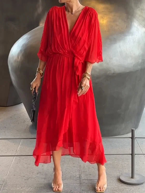 Elisabet | Robe fluide à manches chauve-souris pour femmes