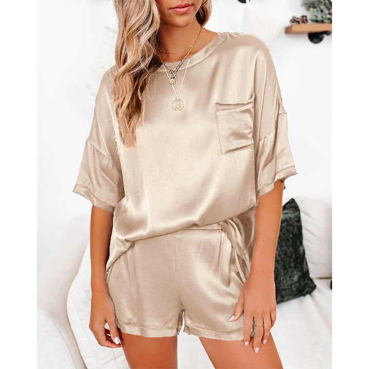 Samaira - Ensemble homewear en soie avec haut à manches courtes et short