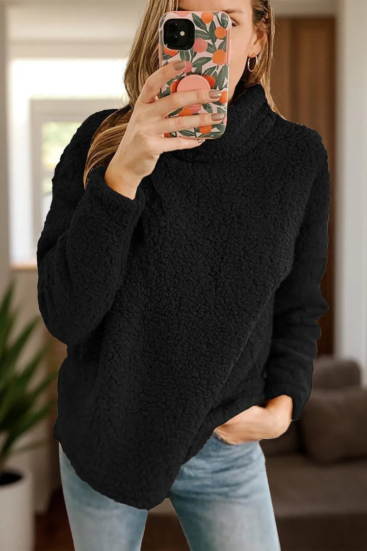Dianna - Pull chaud à col roulé en maille duveteuse