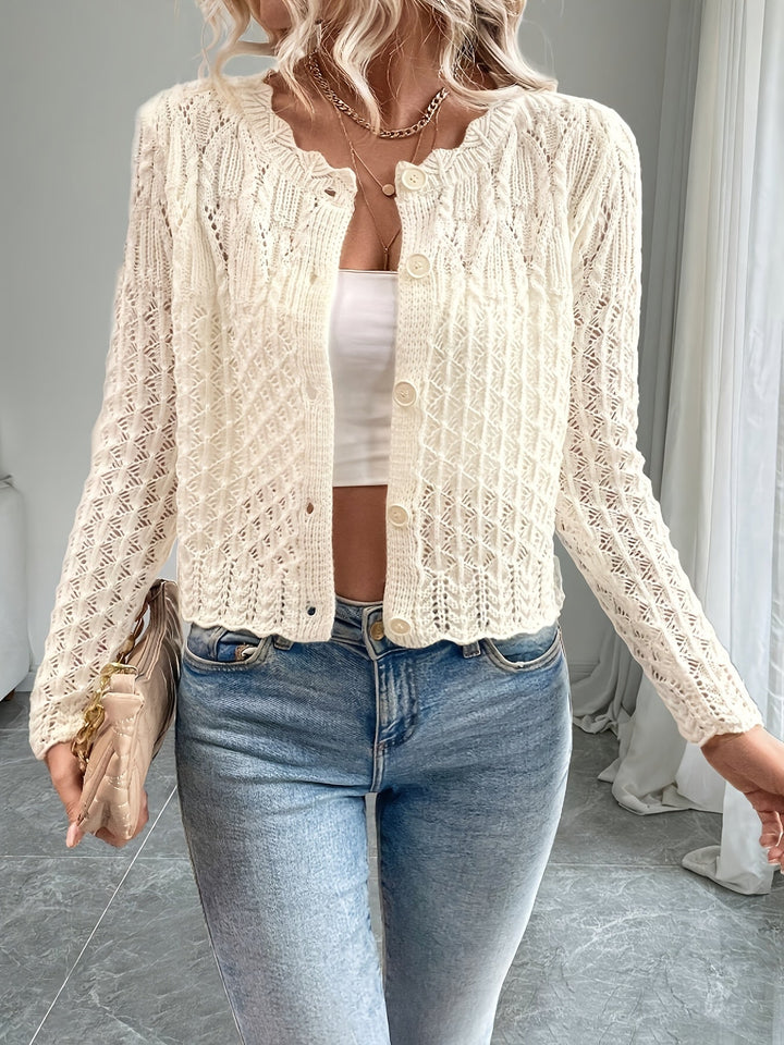 Kalila - Cardigan chic tricoté ajouré avec boutons