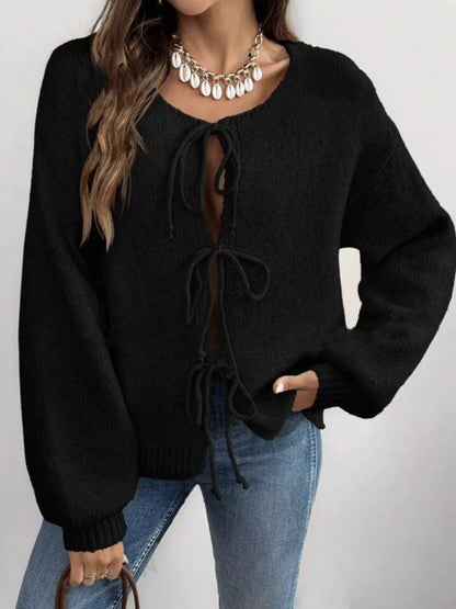 Romilly - Cardigan chic en maille à nouer sur le devant