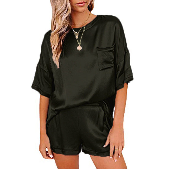 Samaira - Ensemble homewear en soie avec haut à manches courtes et short