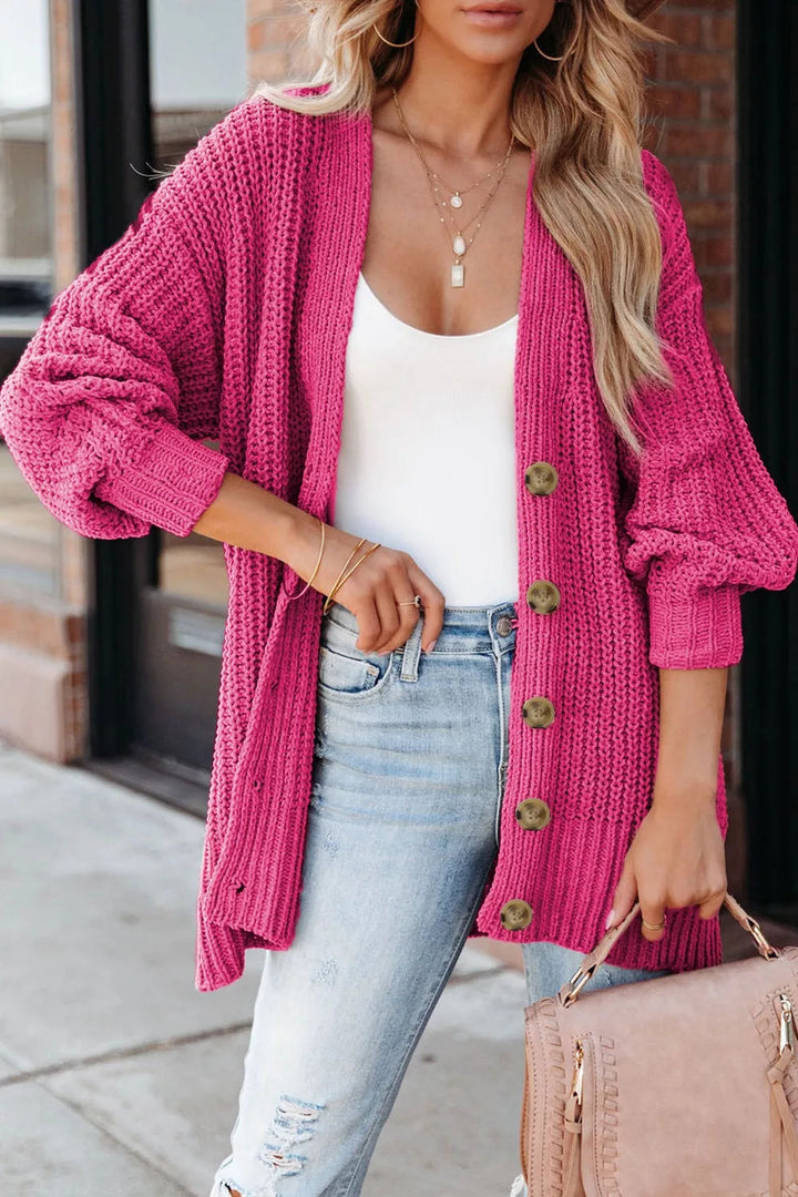 Verla - Cardigan chaud en maille épaisse avec boutons