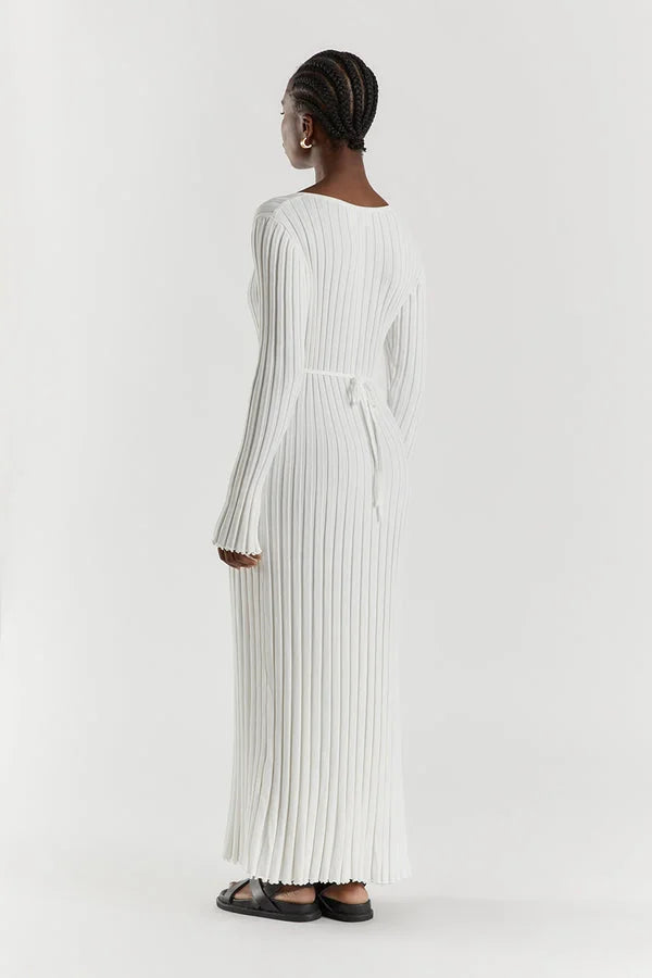 Natalija | Robe midi tricotée col V pour femmes