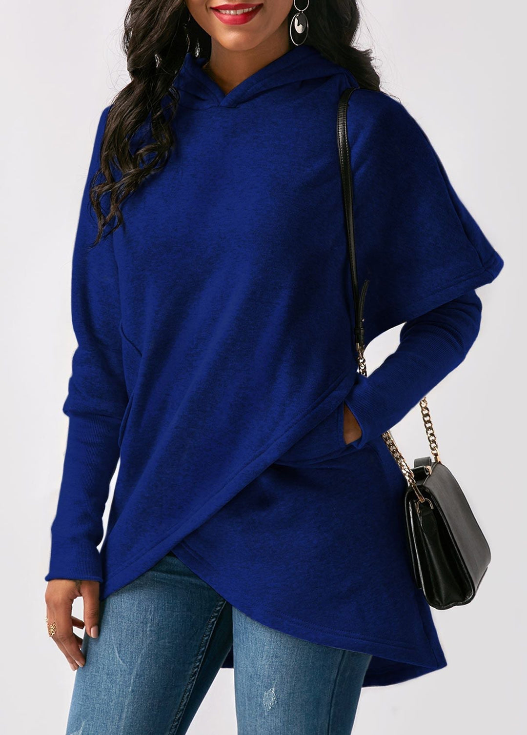 Beatrica - Pull hoodie asymétrique, style casual et moderne