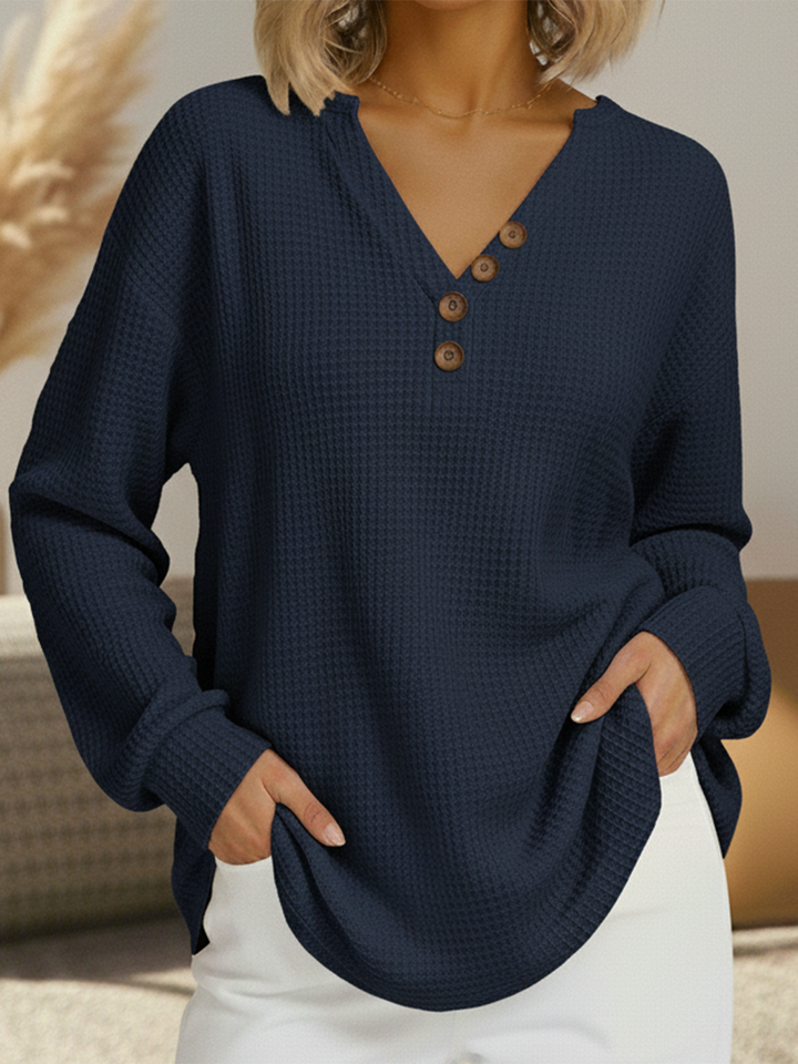 Rayana - Pull Décontracté à Maille Gaufrée