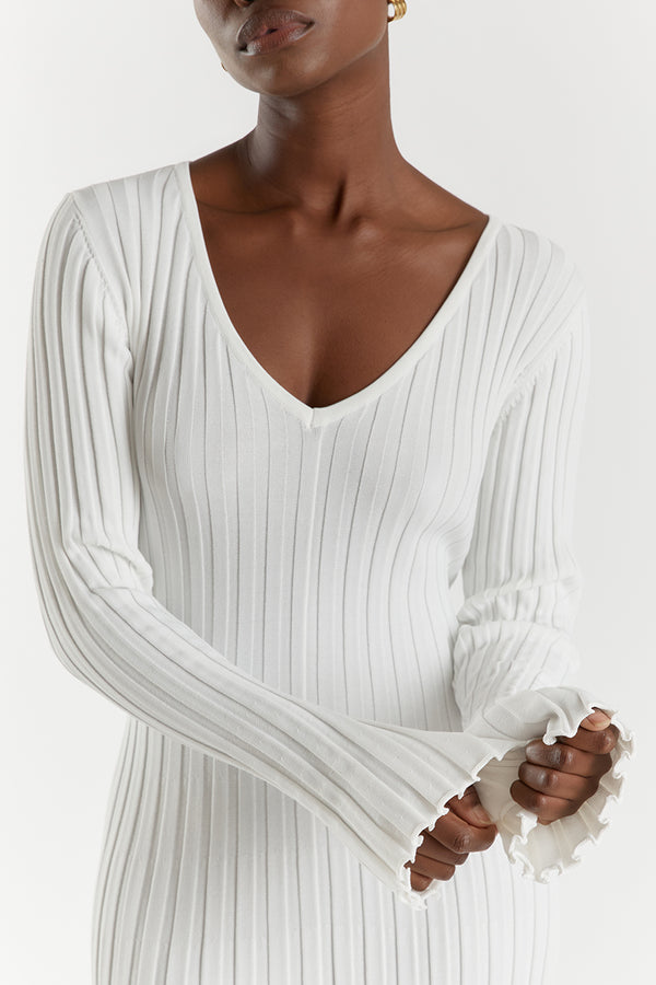 Natalija | Robe midi tricotée col V pour femmes