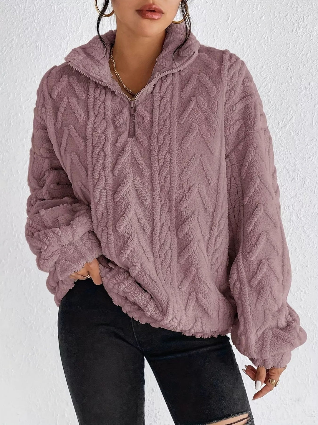 Yasmina - Pull ample, confortable et chaud à quart de zip