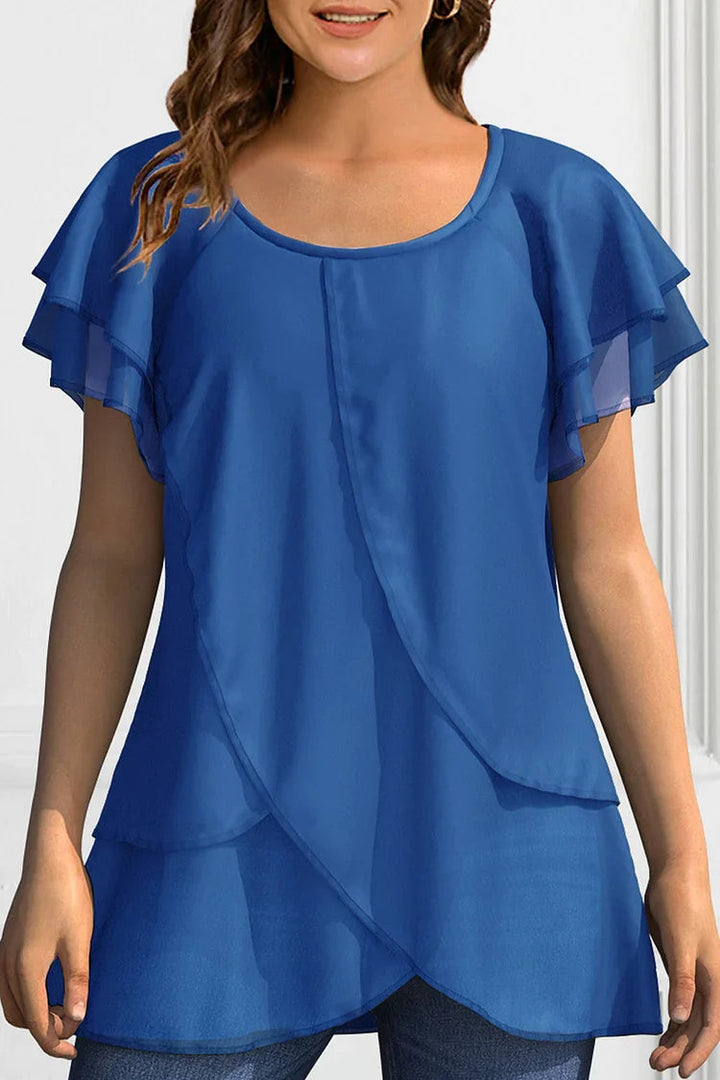 Alana - Blouse décontractée élégante à manches courtes avec volants