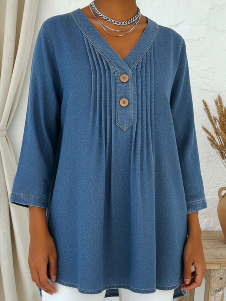Athena - Blouse ample fluide à col V élégante