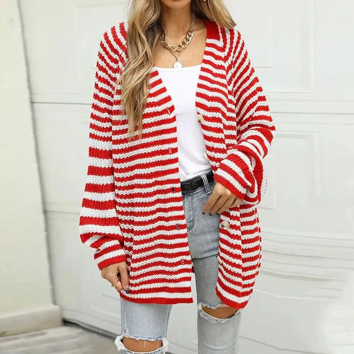 Carla - Cardigan chic à rayures avec boutons et manches longues