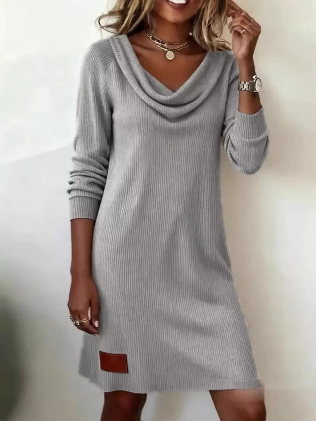 Aicelle - Robe mini décontractée à col bénitier et maille côtelée