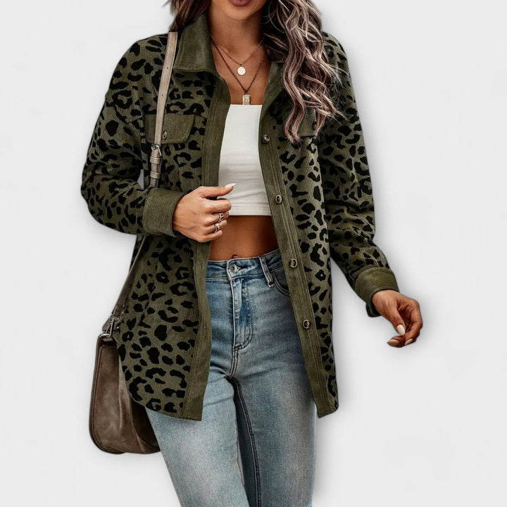 Melannie - Veste élégante et polyvalente à boutons léopard