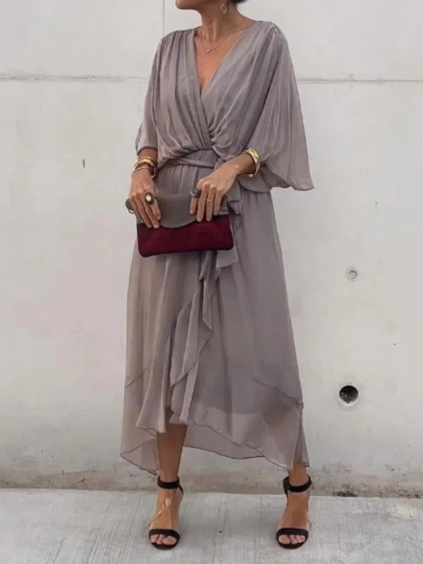 Elisabet | Robe fluide à manches chauve-souris pour femmes