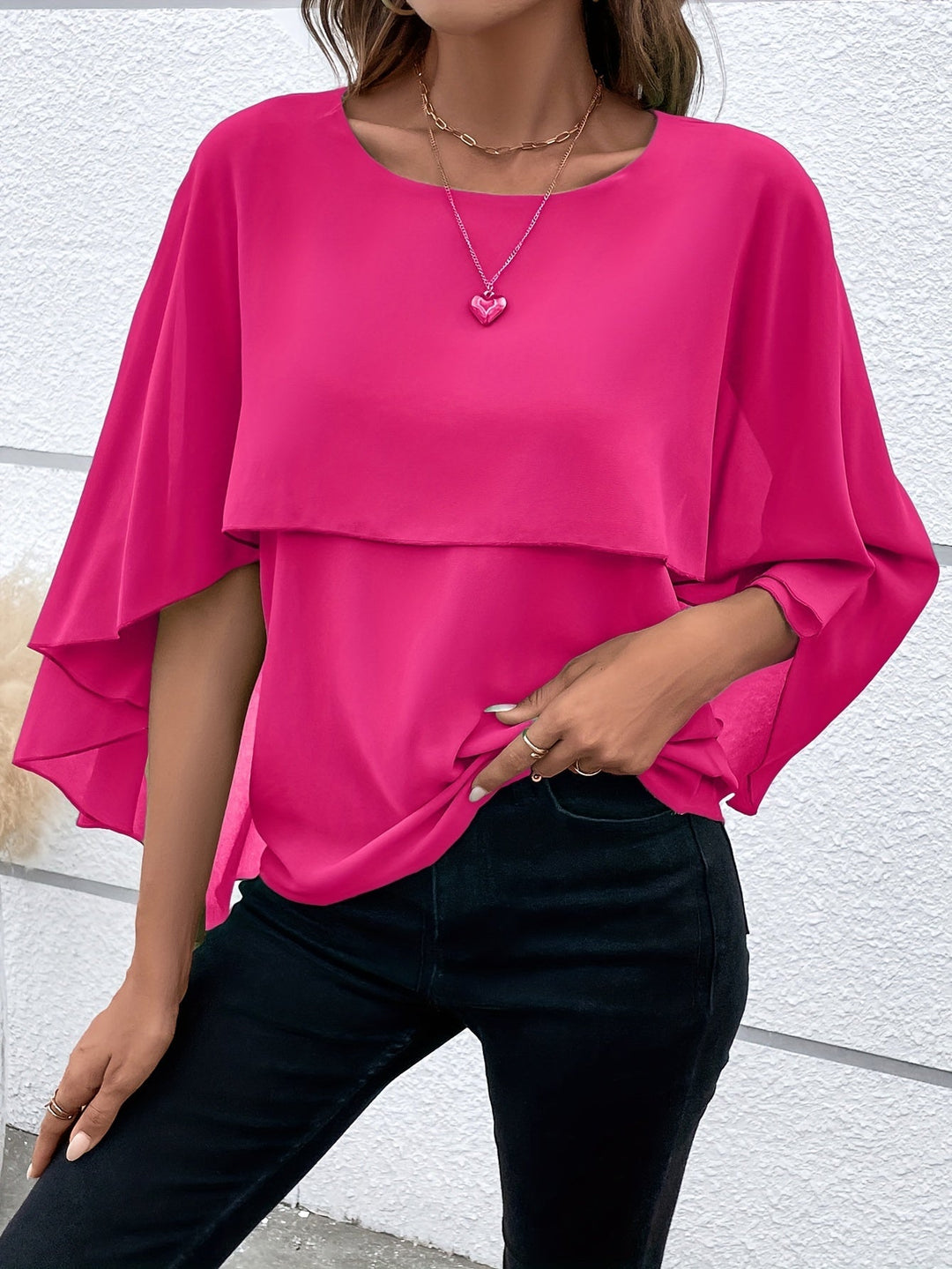 Bella - Blouse élégante en chiffon à manches chauve-souris