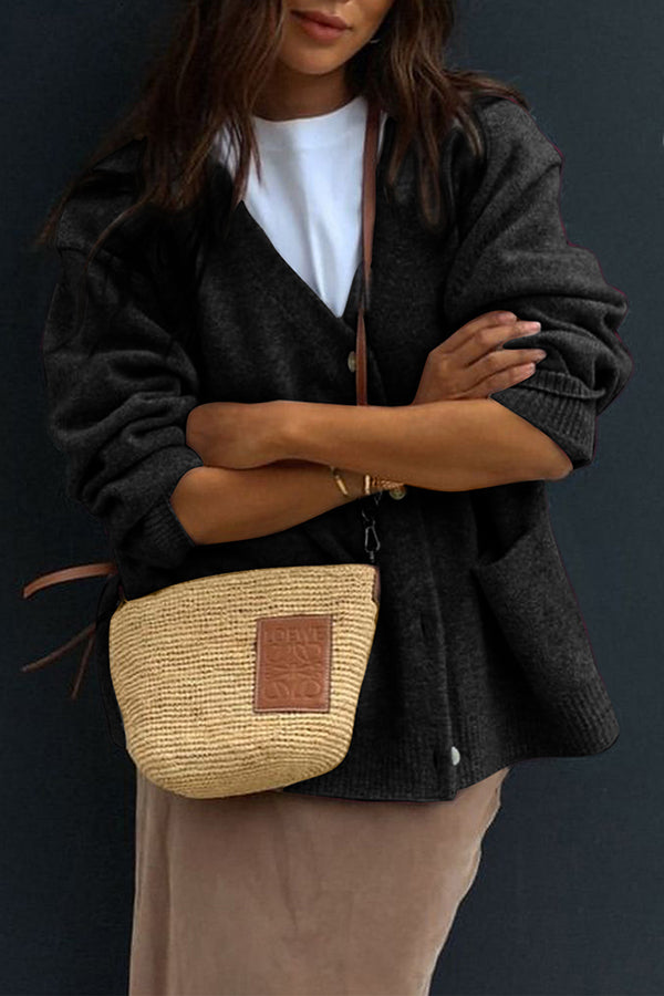 Gigi - Cardigan décontracté à col V boutonné avec poches