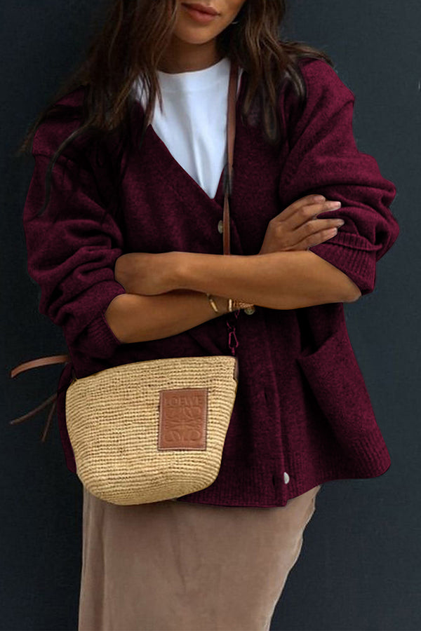 Gigi - Cardigan décontracté à col V boutonné avec poches