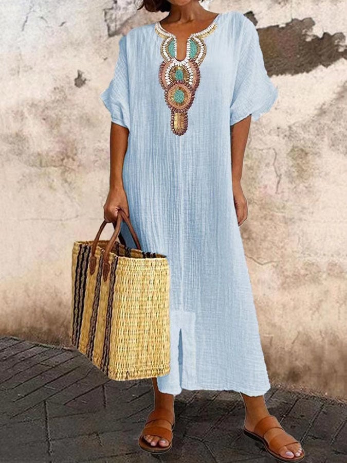 Rizwana | Robe caftan aérienne à l'accent ethnique