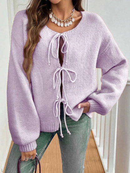 Romilly - Cardigan chic en maille à nouer sur le devant