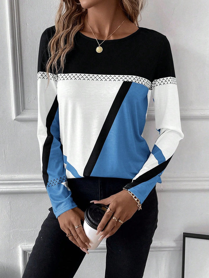 Lalia - Sweatshirt Stylé à Empiècements Colorés