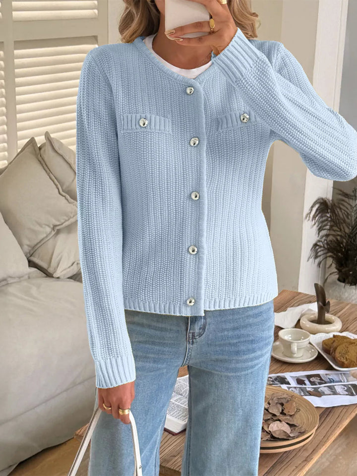 Ezra - Cardigan chic côtelé à boutons et manches longues