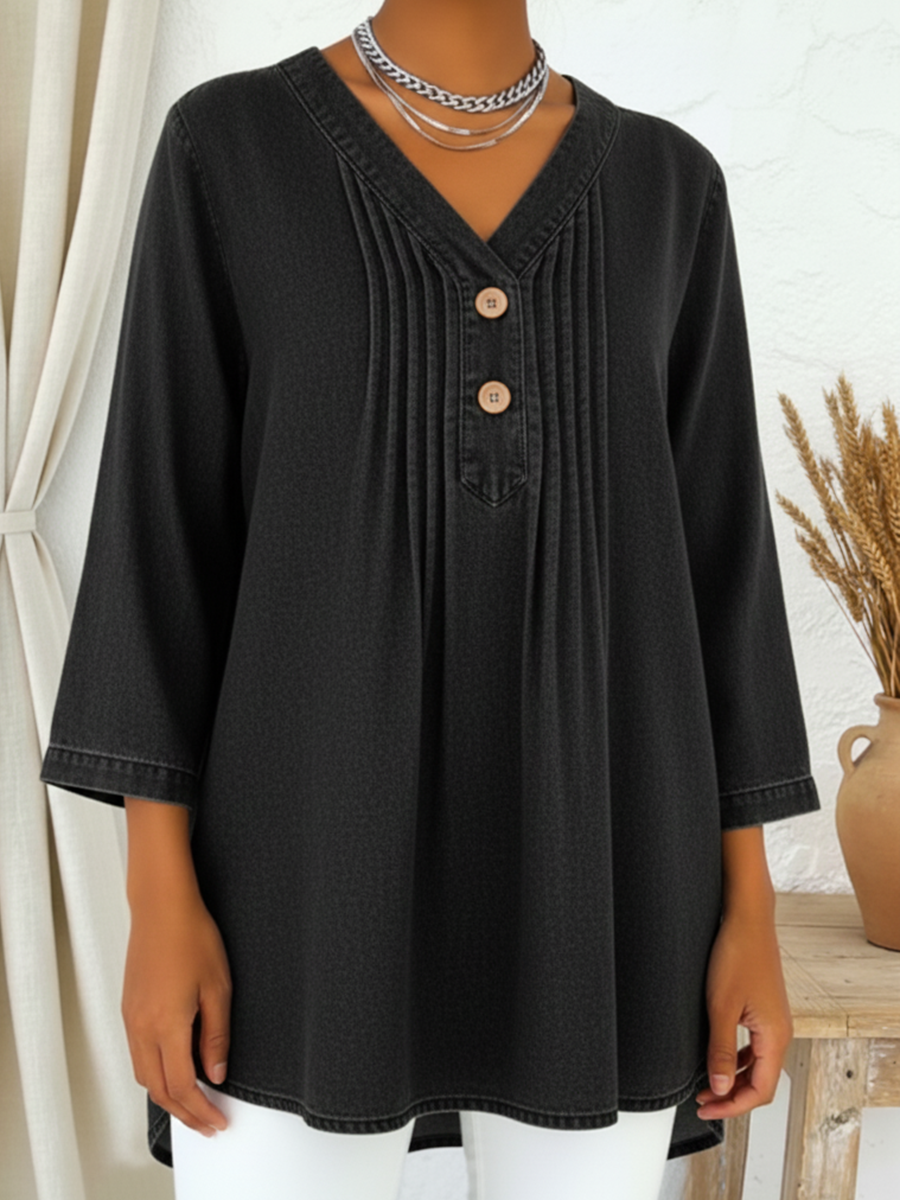 Athena - Blouse ample fluide à col V élégante