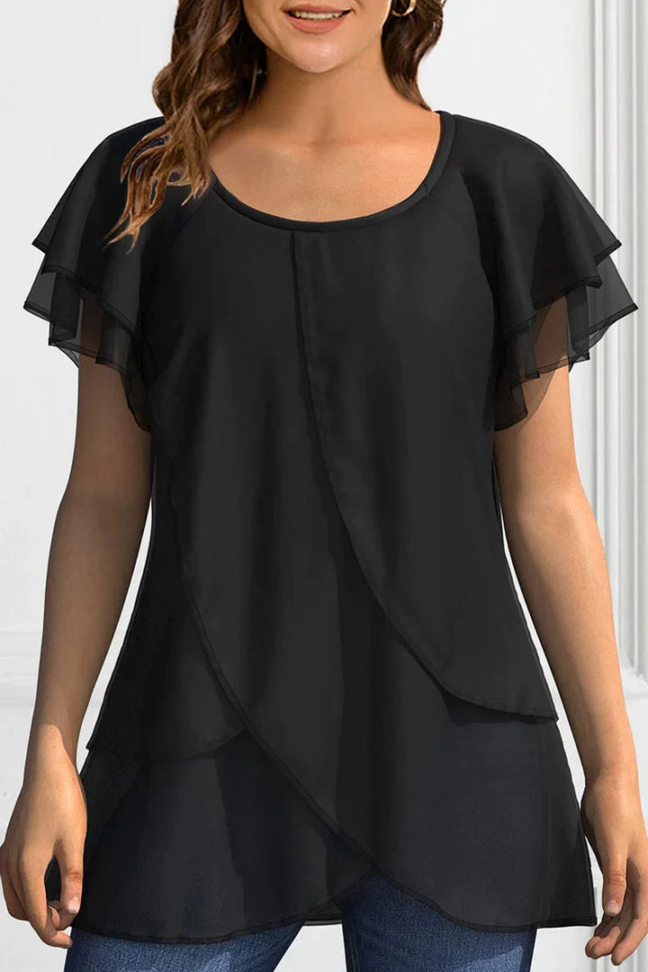 Alana - Blouse décontractée élégante à manches courtes avec volants
