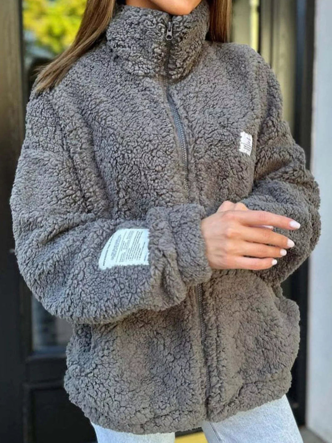 Claira - Veste zippée en polaire sherpa oversize stylée