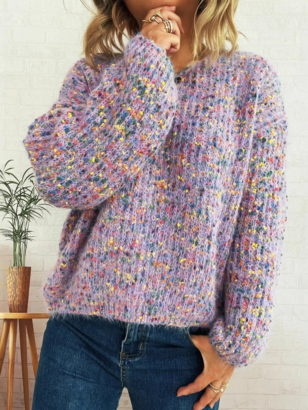 Karina - Pull confortable en maille colorée à manches longues