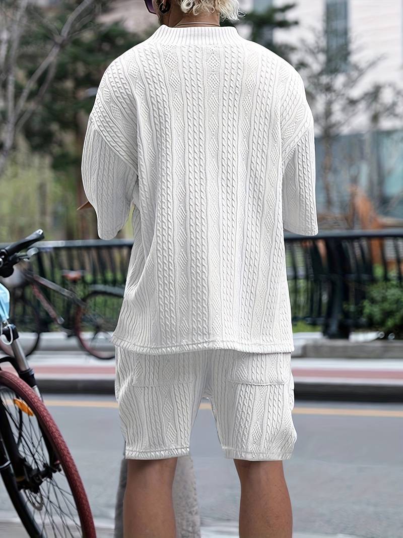 Halli | Combinaison décontractée en short jacquard pour hommes
