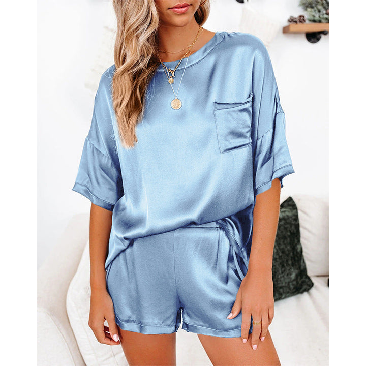 Samaira - Ensemble homewear en soie avec haut à manches courtes et short
