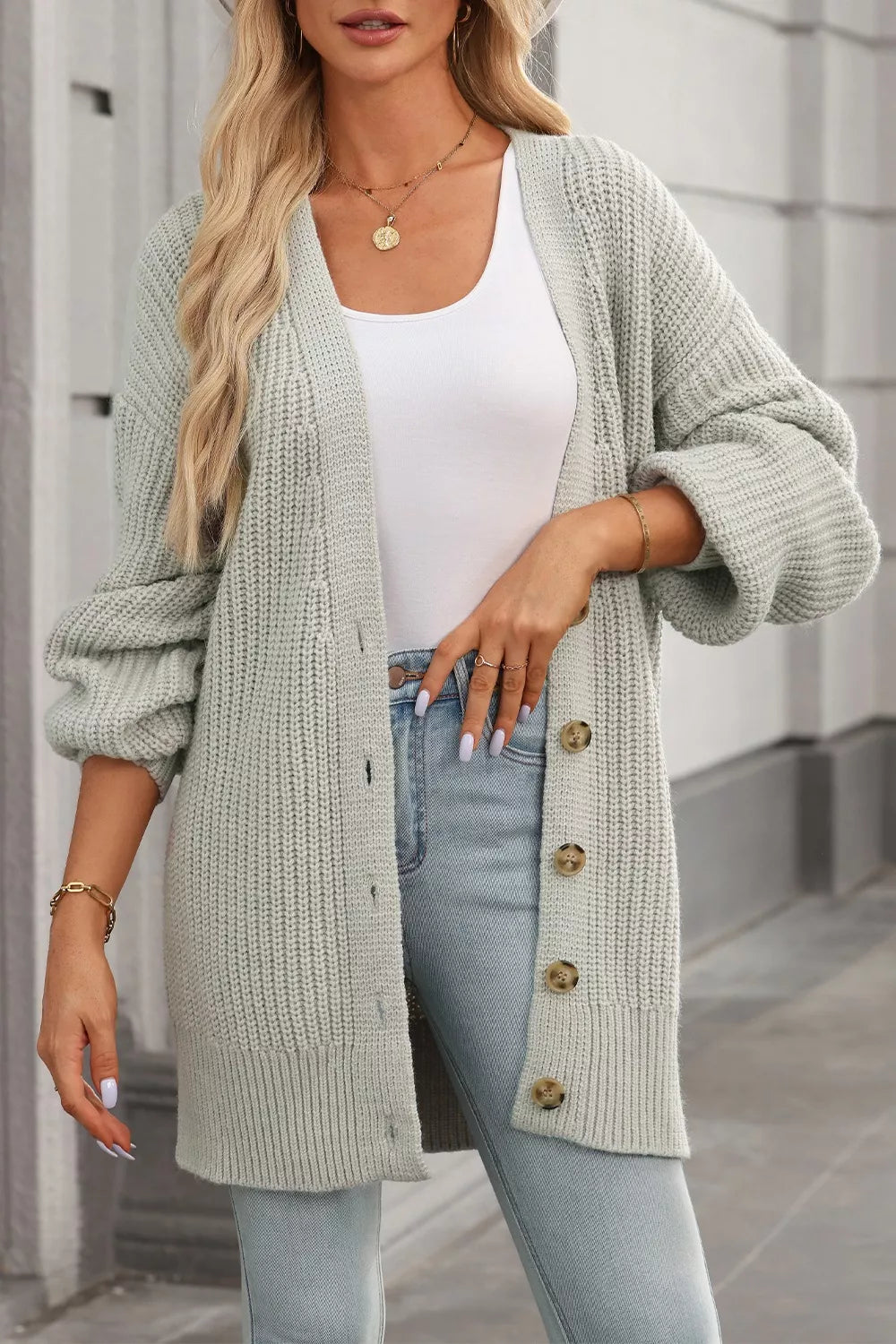Verla - Cardigan chaud en maille épaisse avec boutons