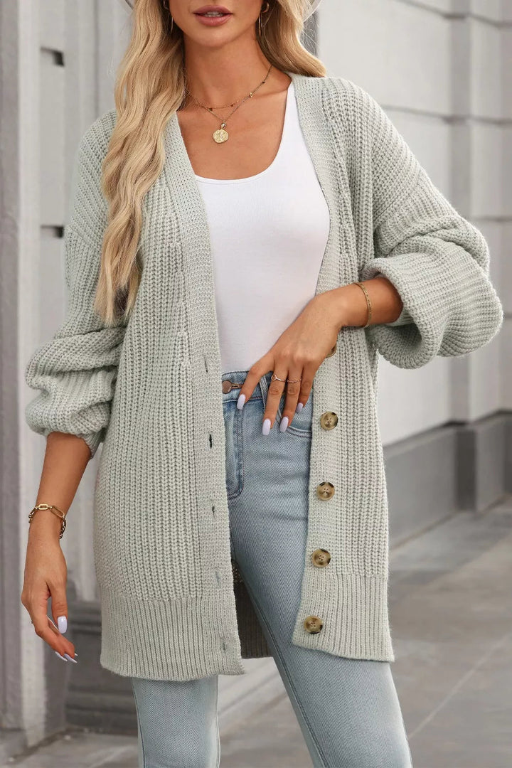 Verla - Cardigan chaud en maille épaisse avec boutons