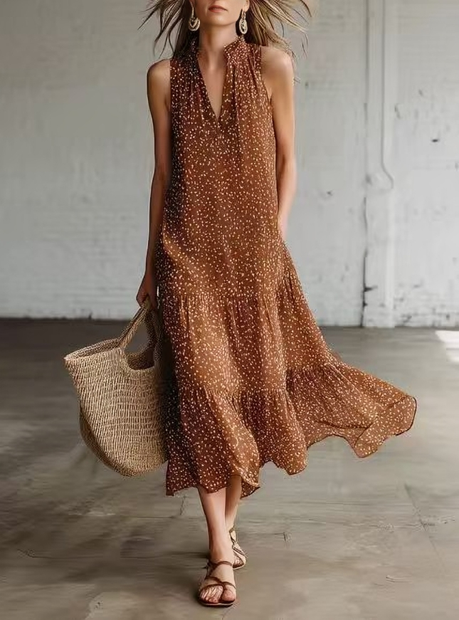 Lizzelle - Robe fluide sans manches à pois