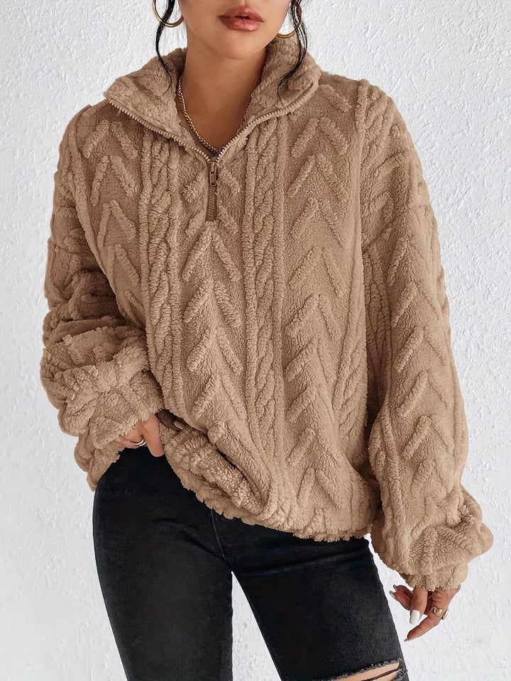 Yasmina - Pull ample, confortable et chaud à quart de zip